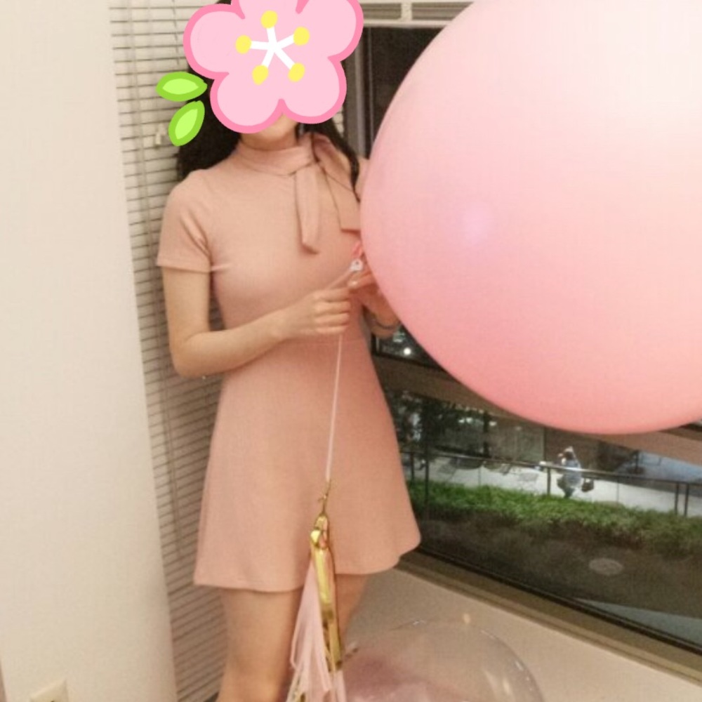 Size 2 cotton Pink mini dress;only worn once, one side off shoulder